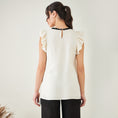 Load image into Gallery viewer, Off White Linen Top with Bead Lace
