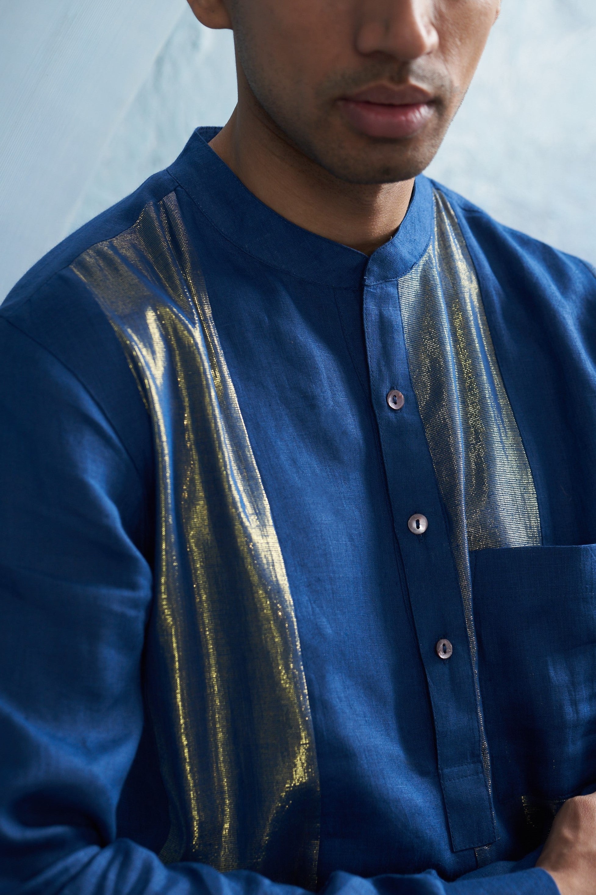 Aura Royal Blue Stripe Kurta Set