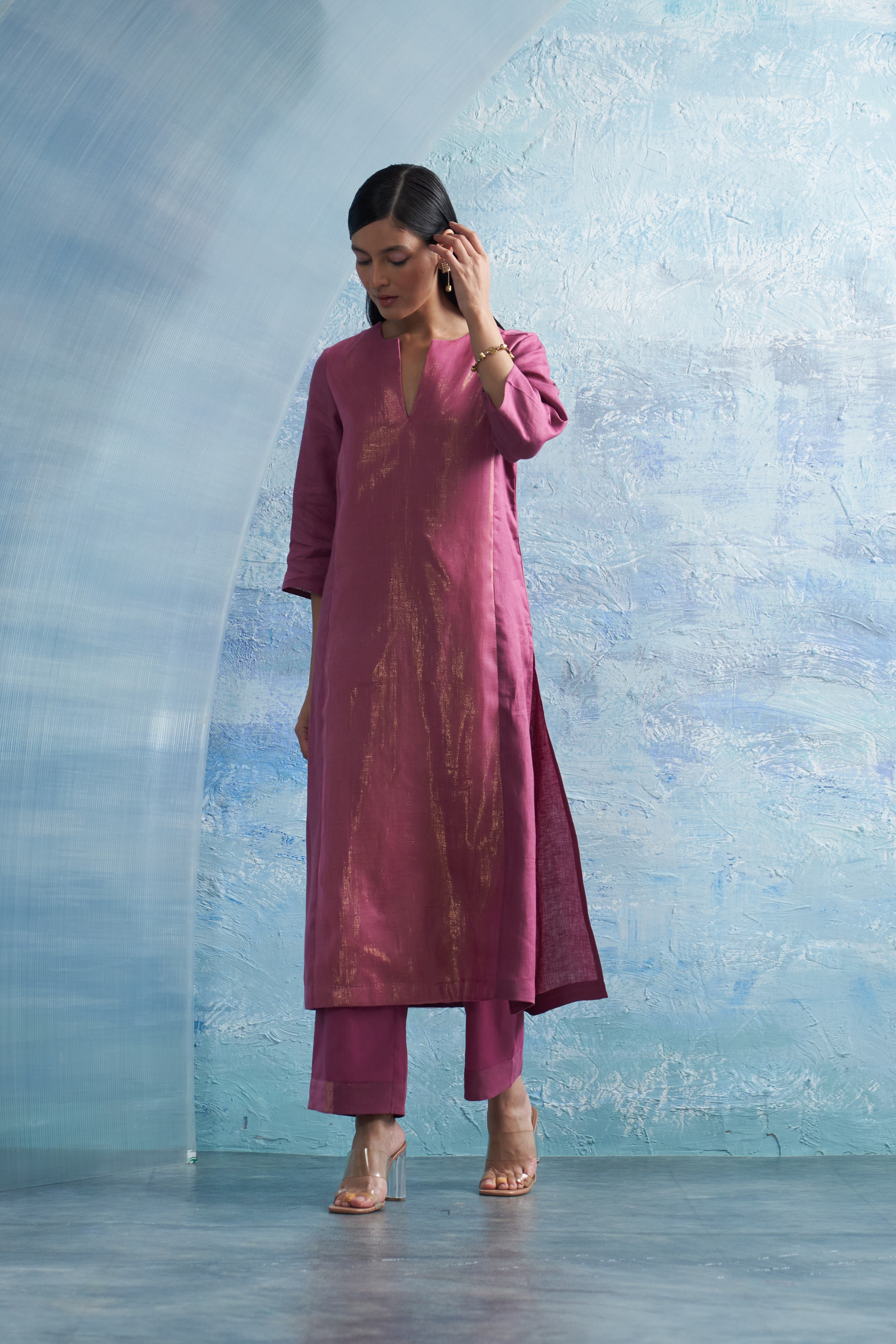 Auraa Grape Pink Kurta Set