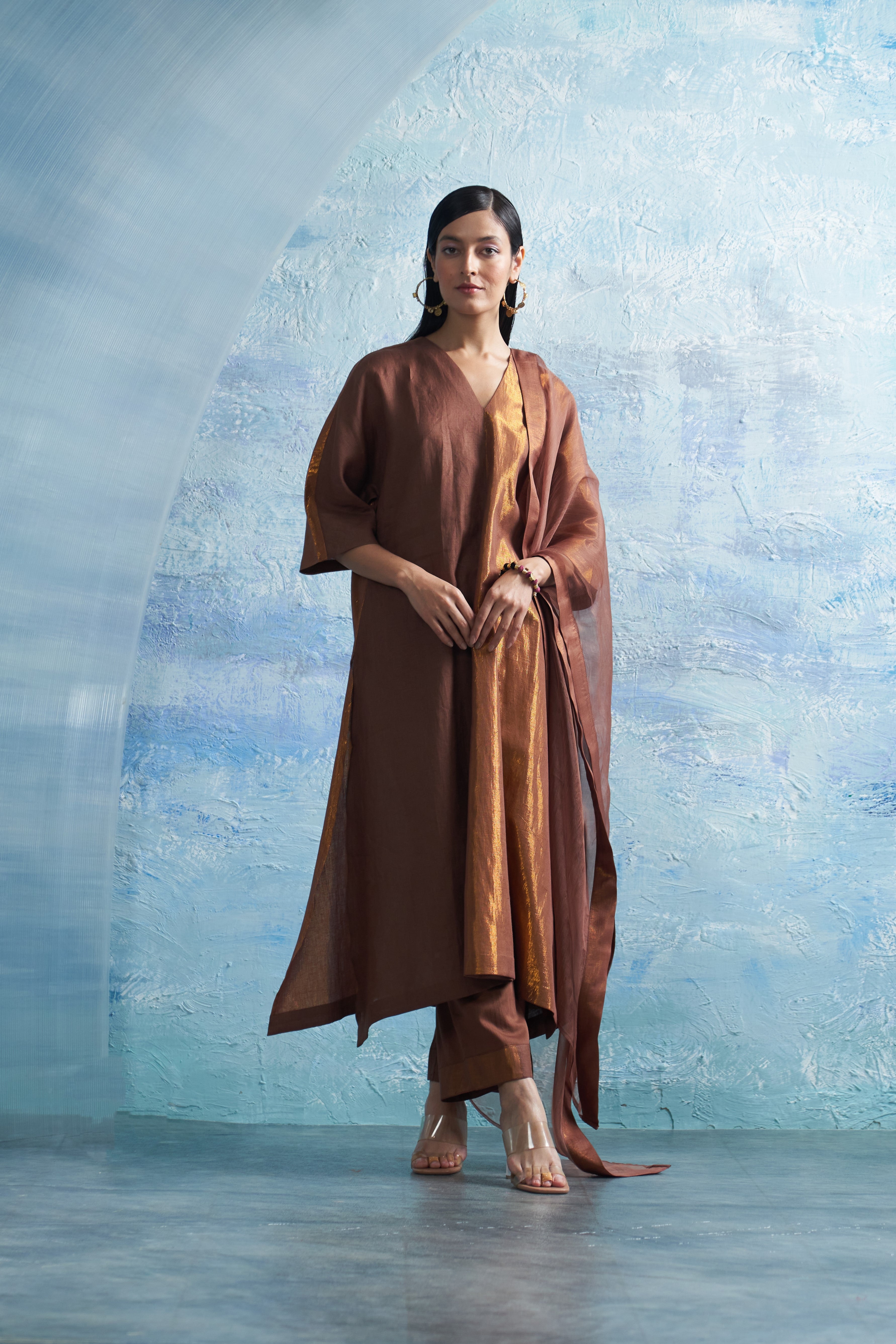 Aura Woody Brown Kurta Set