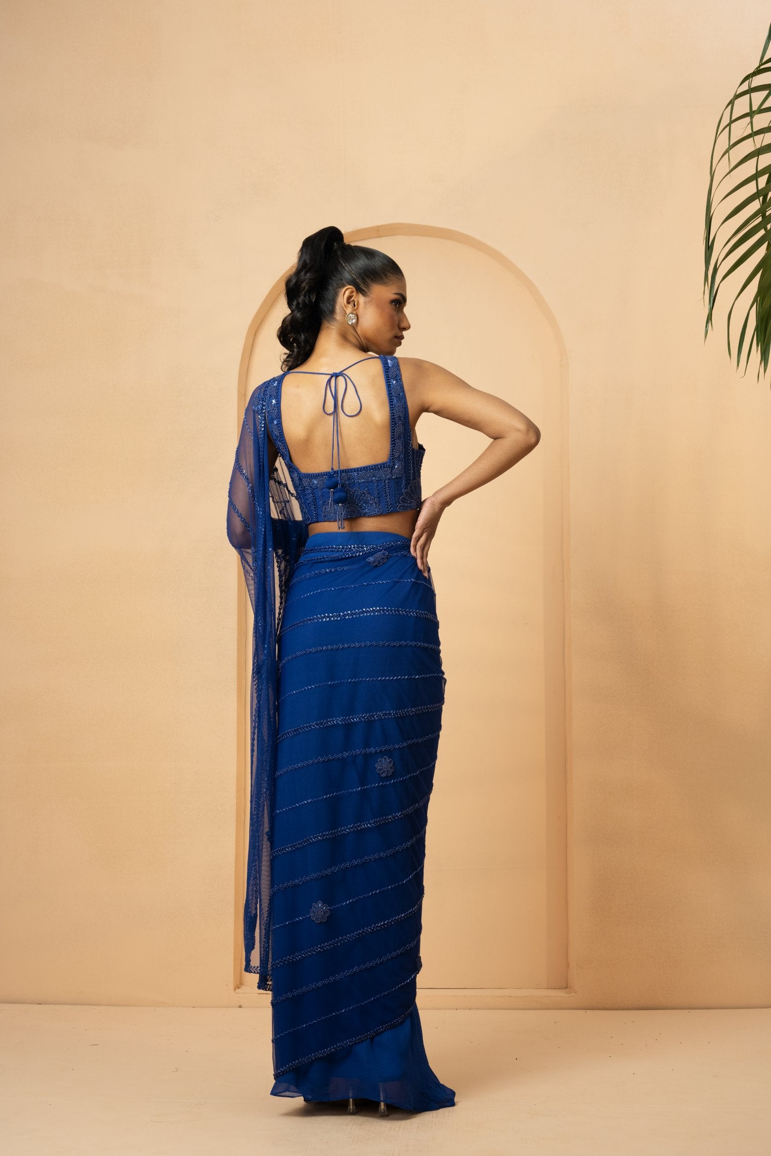 Blue Pre-Stitched Drape Saree