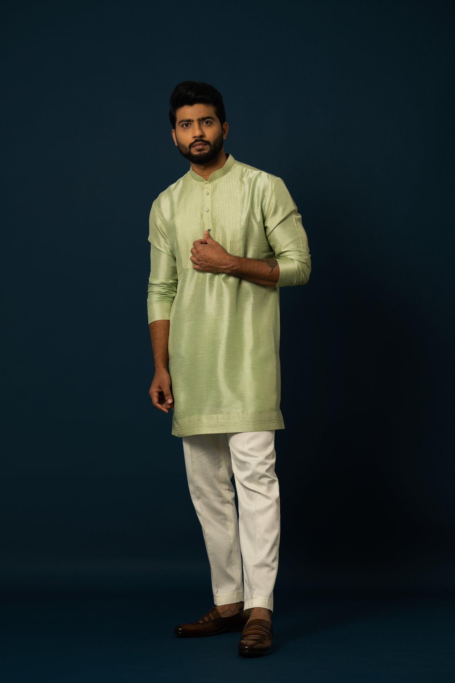 Spring Green Pintuck Kurta Set