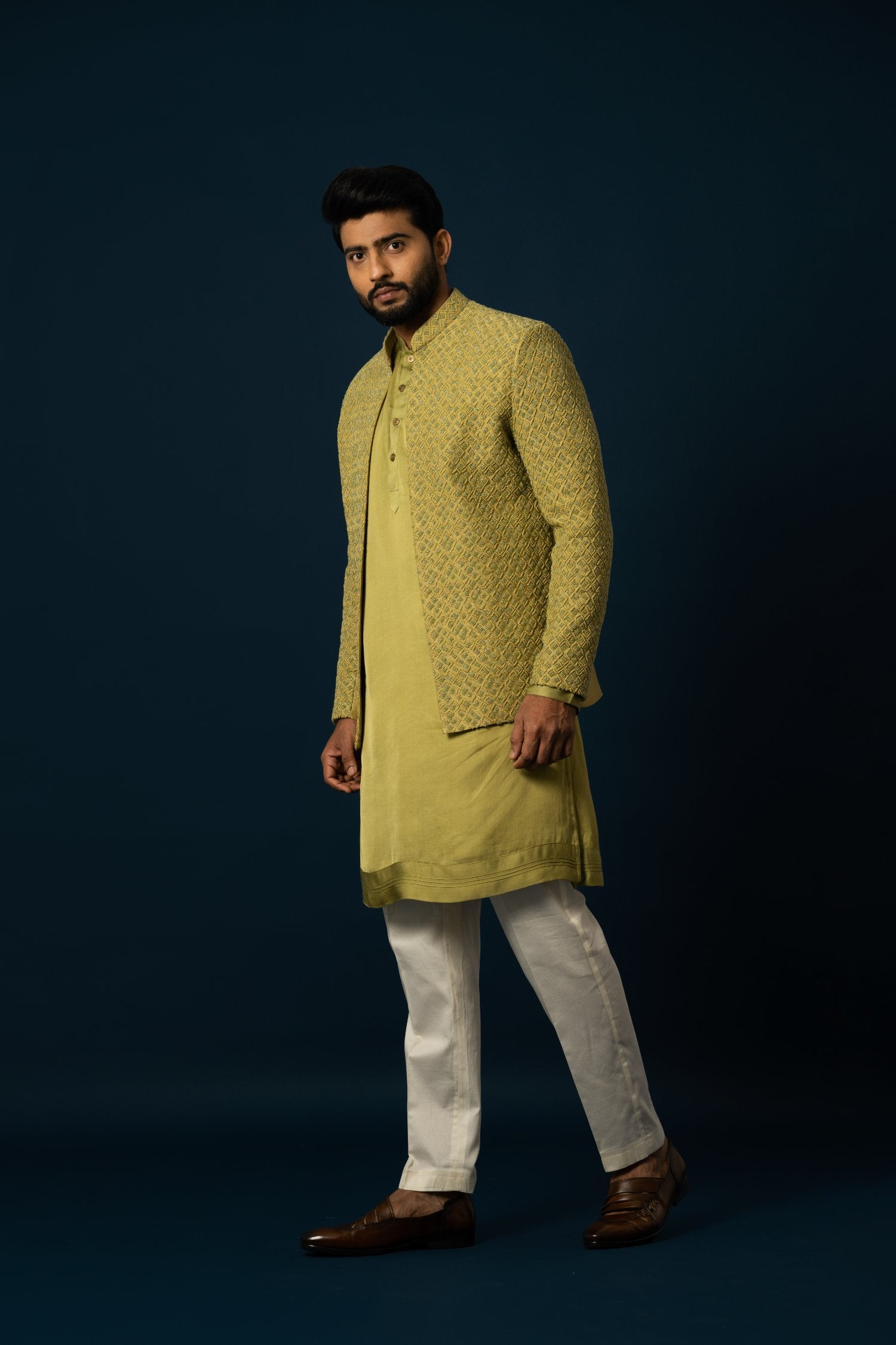 Verdent Frenchknot Kurta Jacket Set