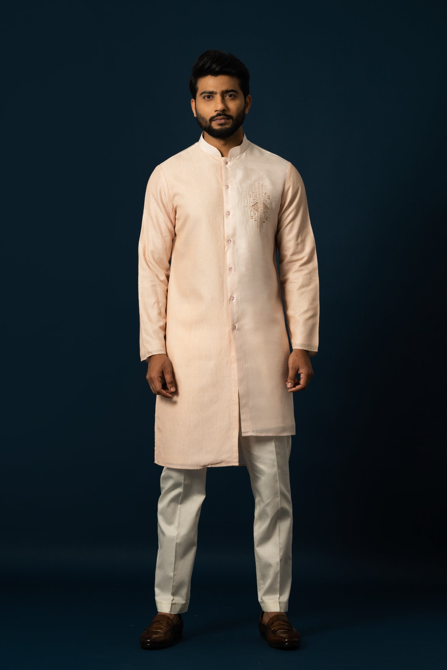 Apricot Stitchlines Kurta Set