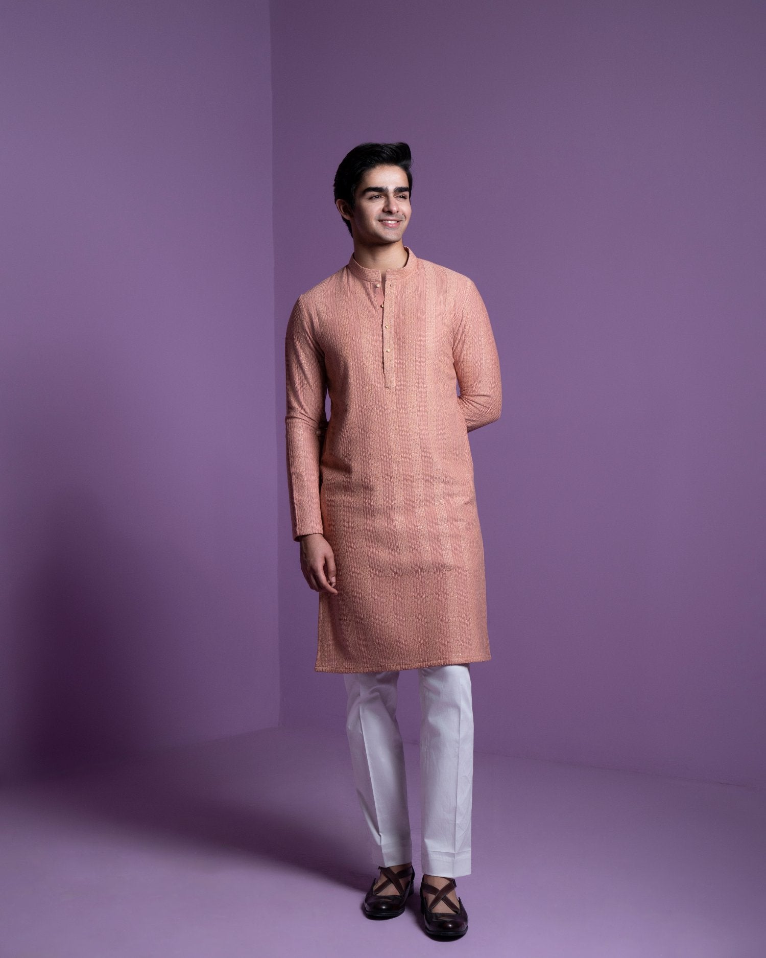 Salmon Pink Kurta Set