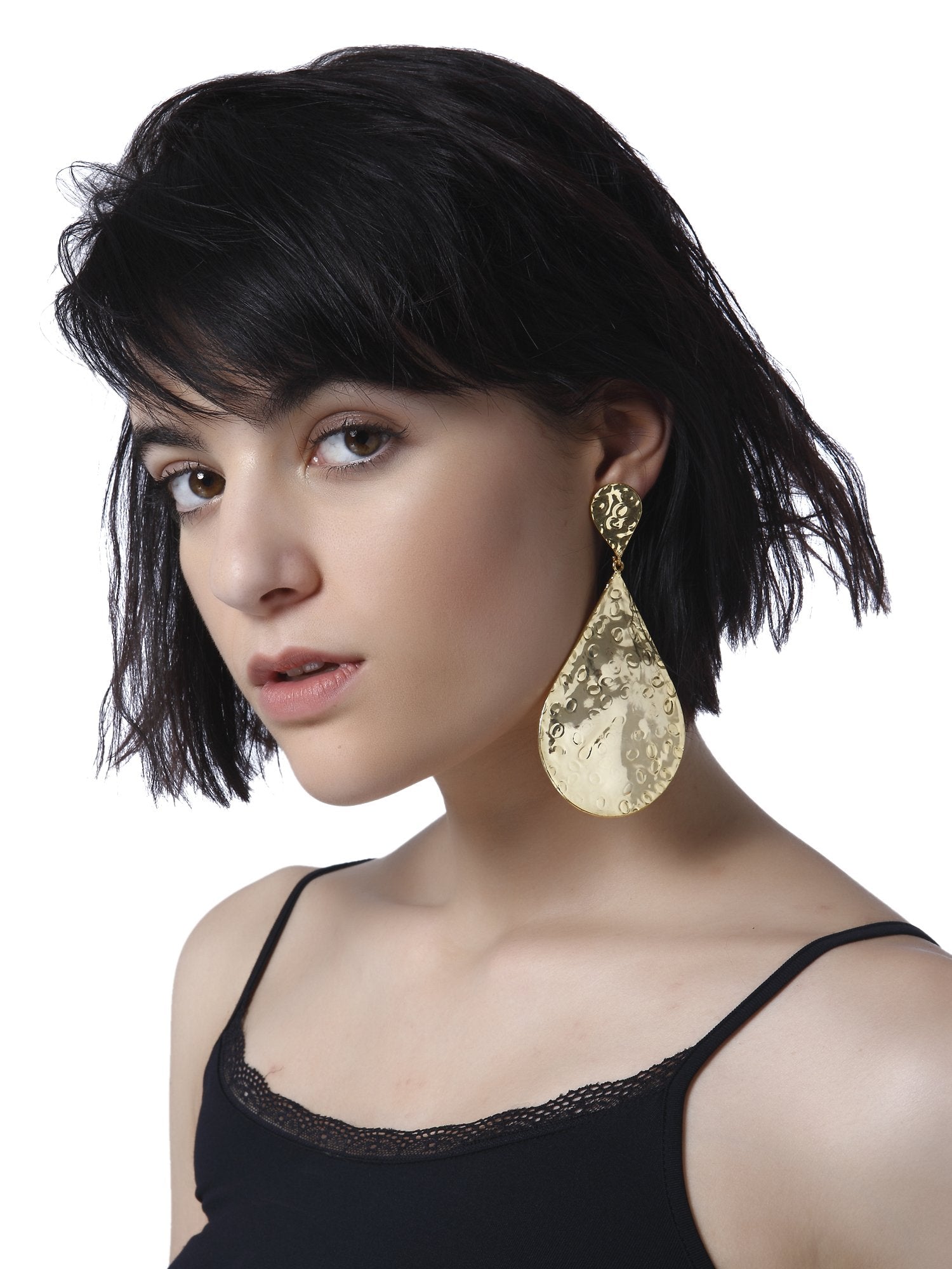 Beaten Teardrop Gold Earring