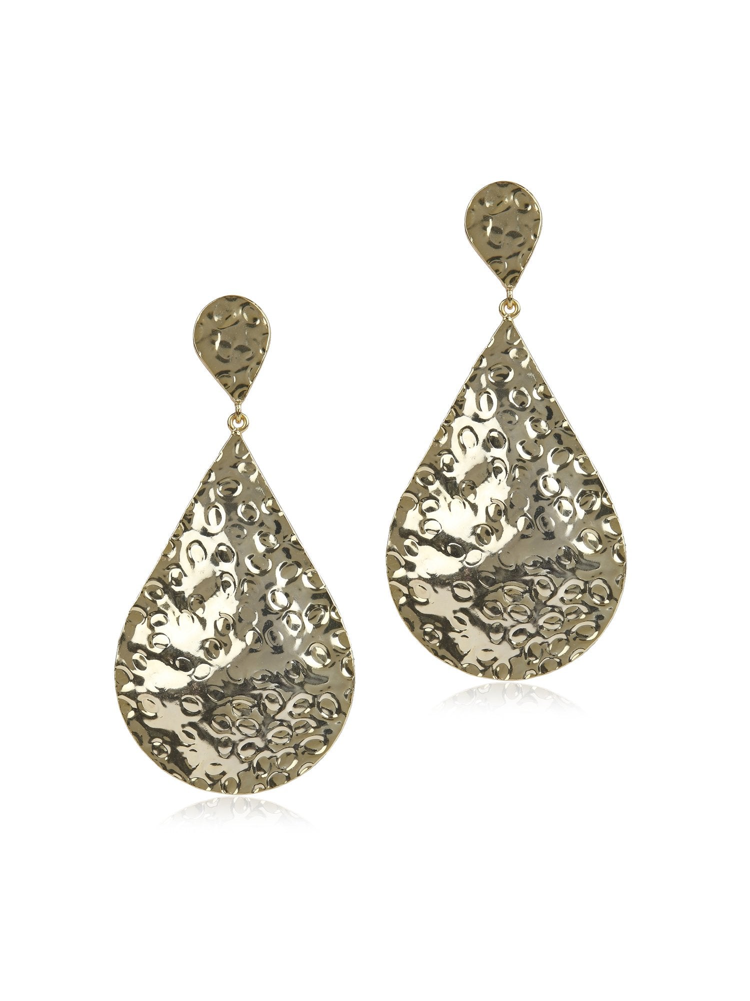 Beaten Teardrop Gold Earring