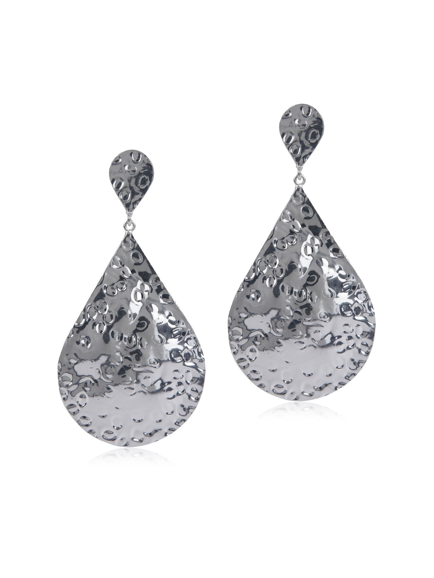 Beaten Teardrop Silver Earring