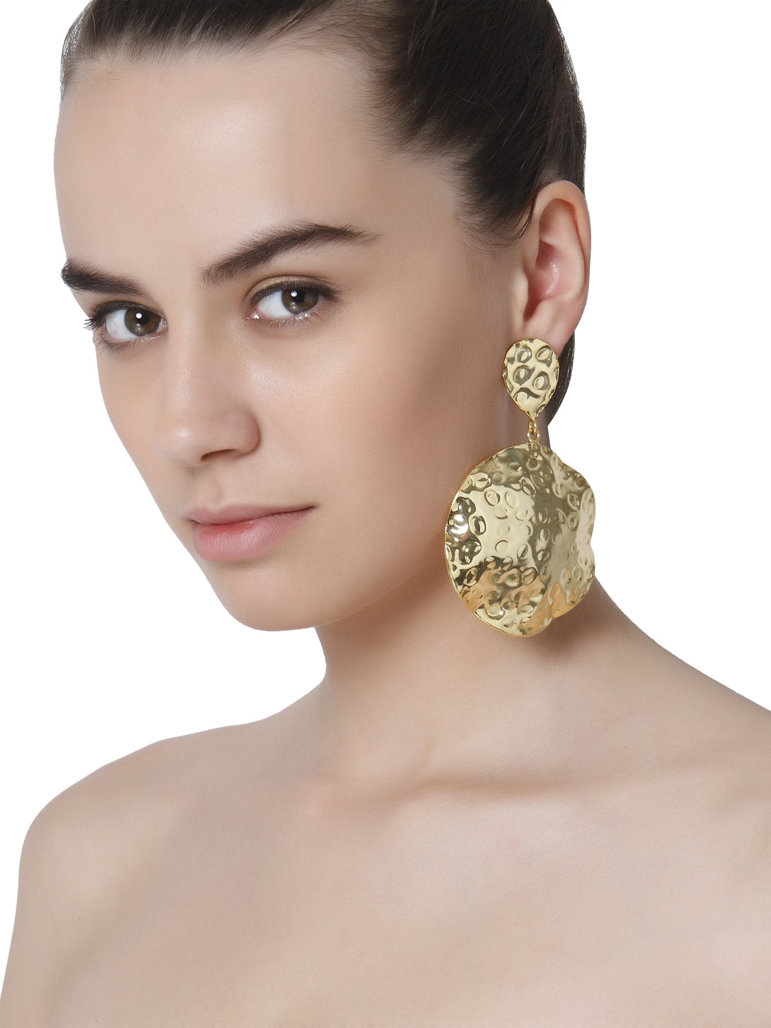 Beaten Sphere Gold Earring