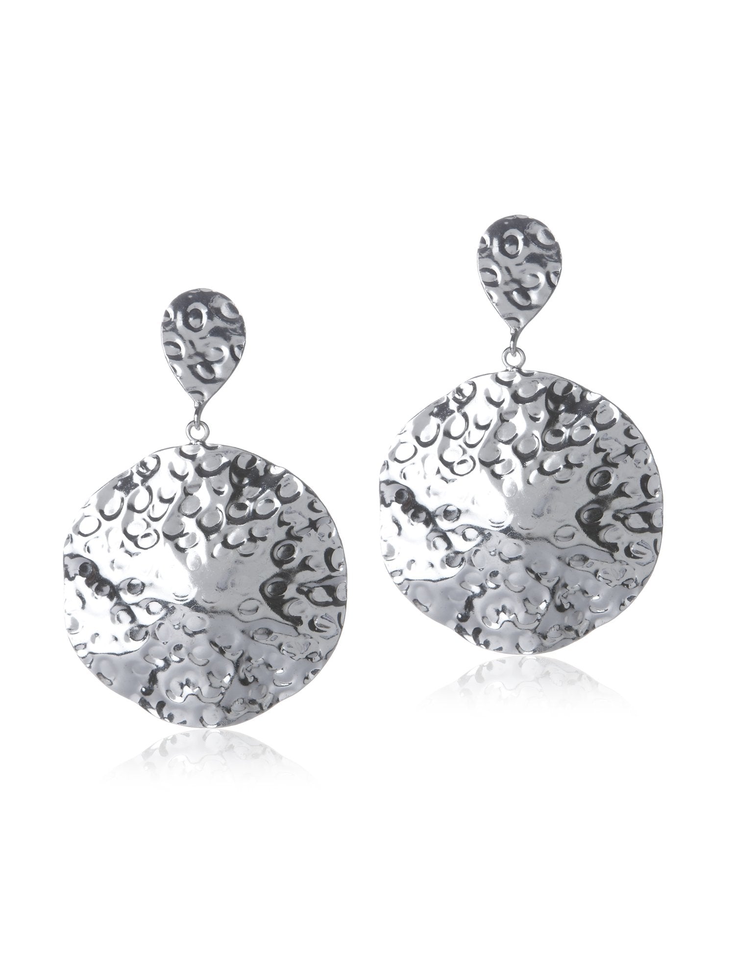 Beaten Sphere Silver Earring