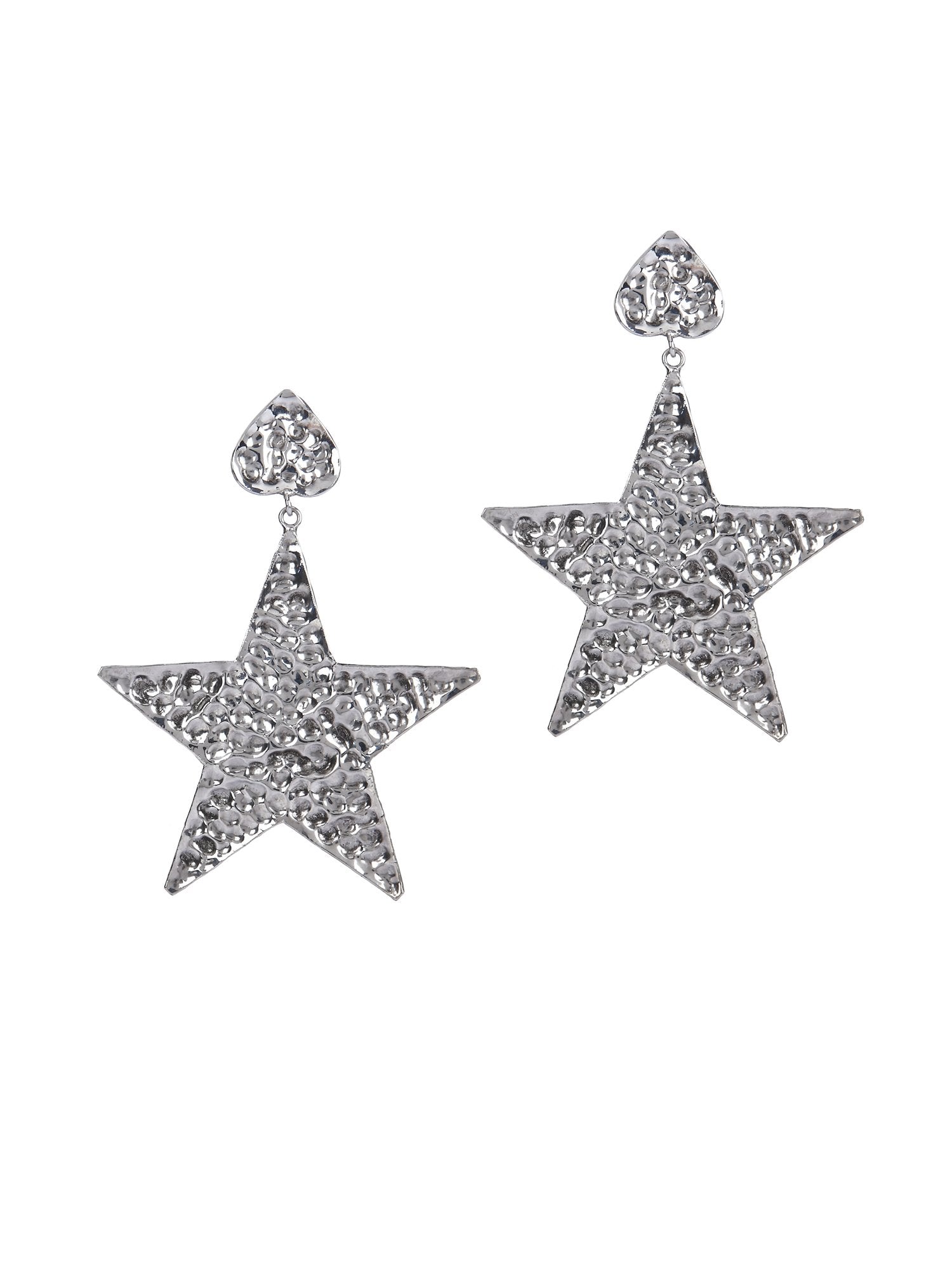 Beaten Star Silver Earring