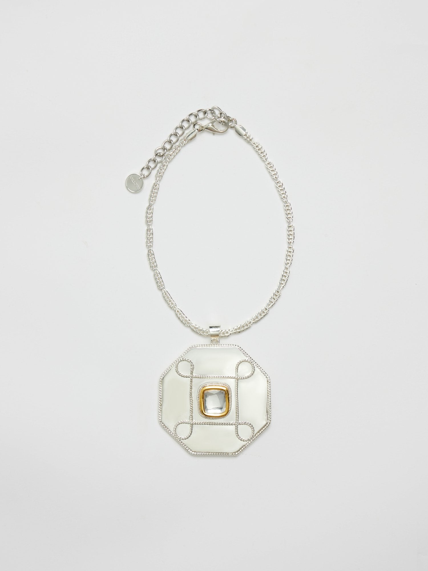 POLKI HEXAGON MEDALLION NECKLACE