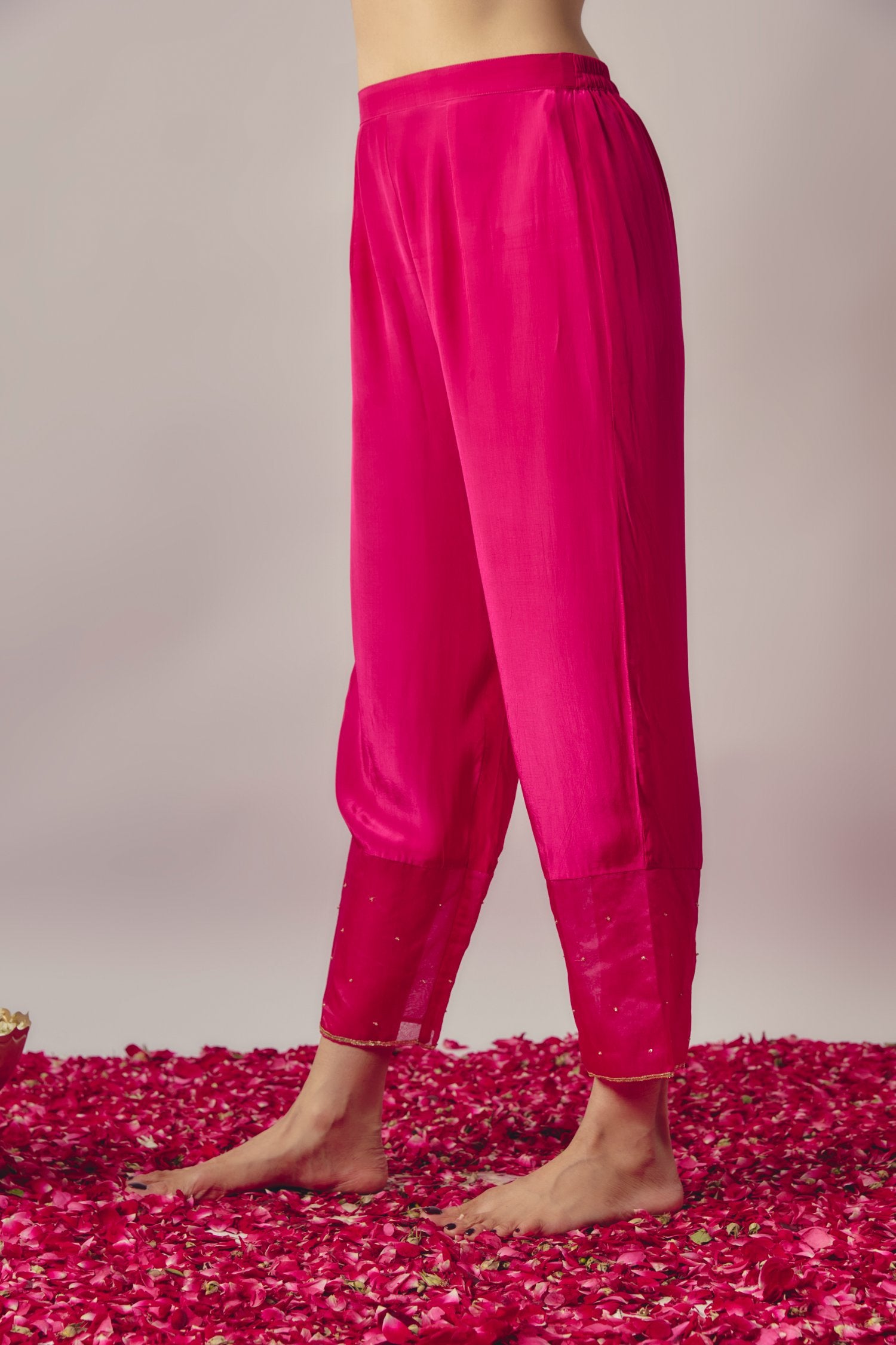 Fuchsia Pink Floral Embroidered Kurta Set