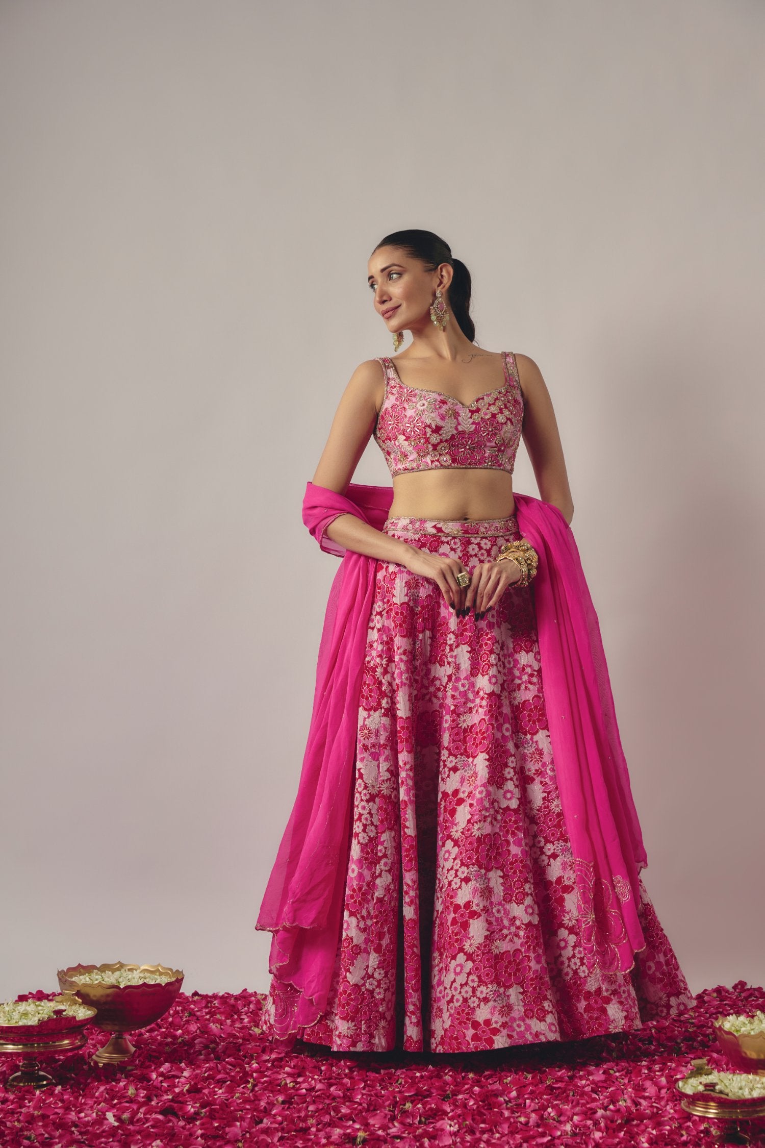 Pink Embroidered Lehenga Set