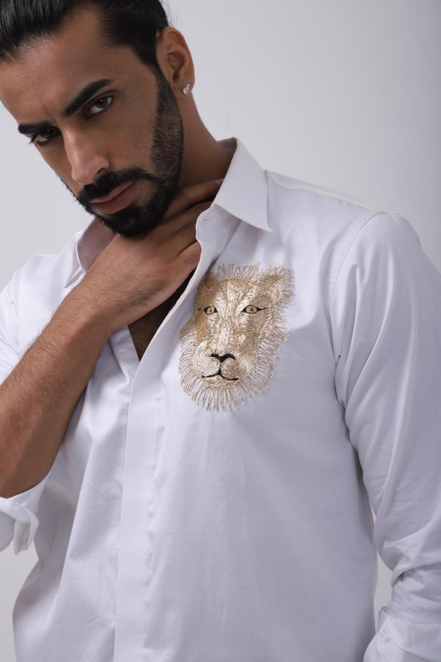 White Lion Motif Shirt