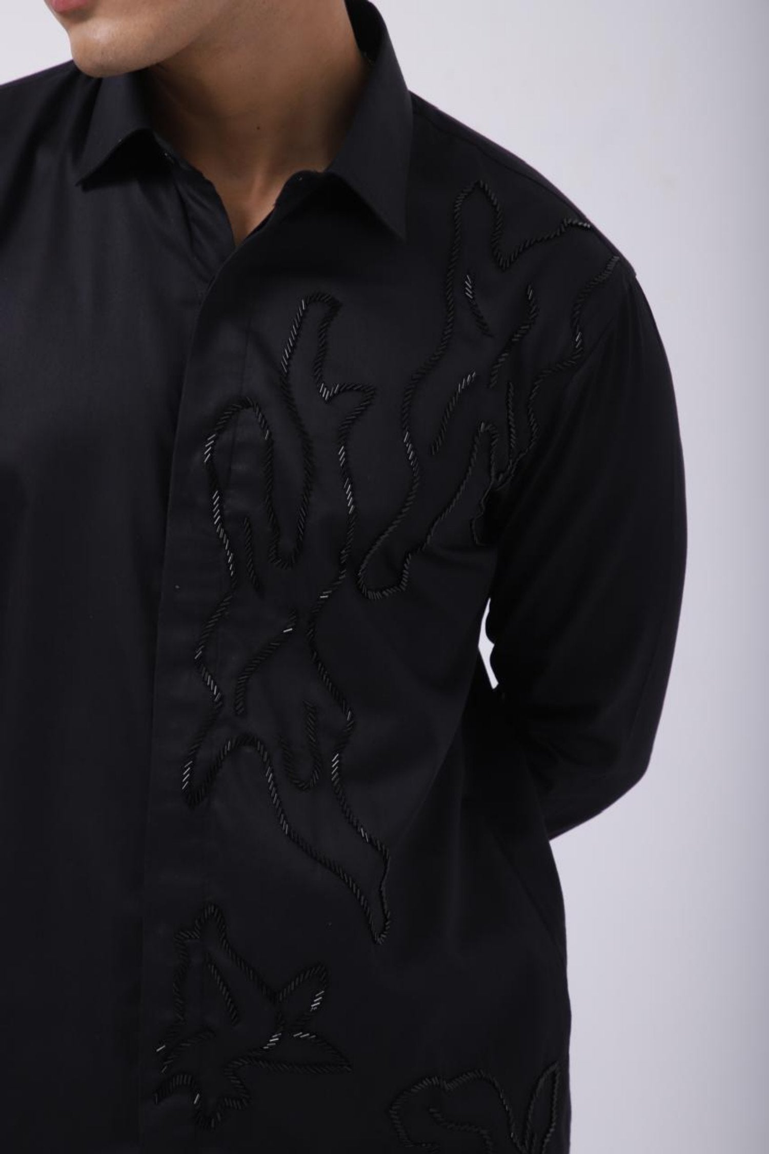 Black Leopard Skin One Side Shirt