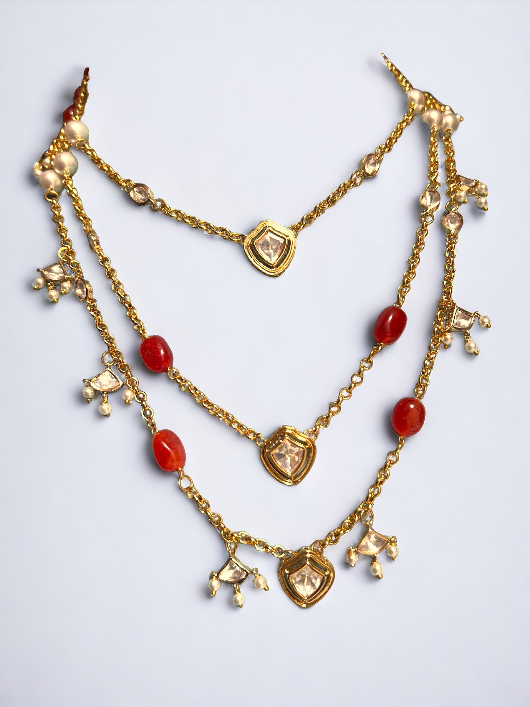 Le Benita Gold Plated Multi Kundan Studded Necklace