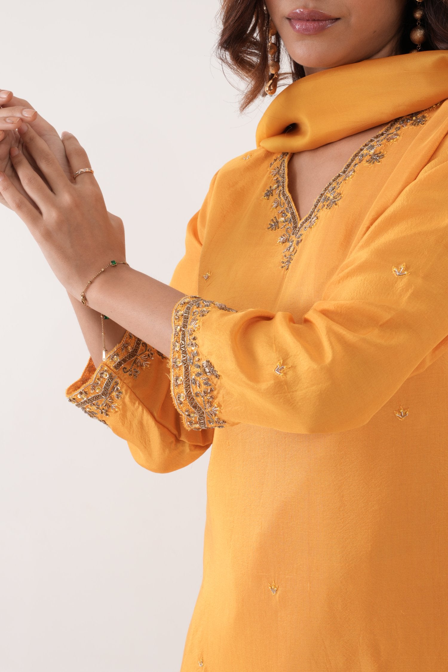 Yellow Booti Silk Kurta Set