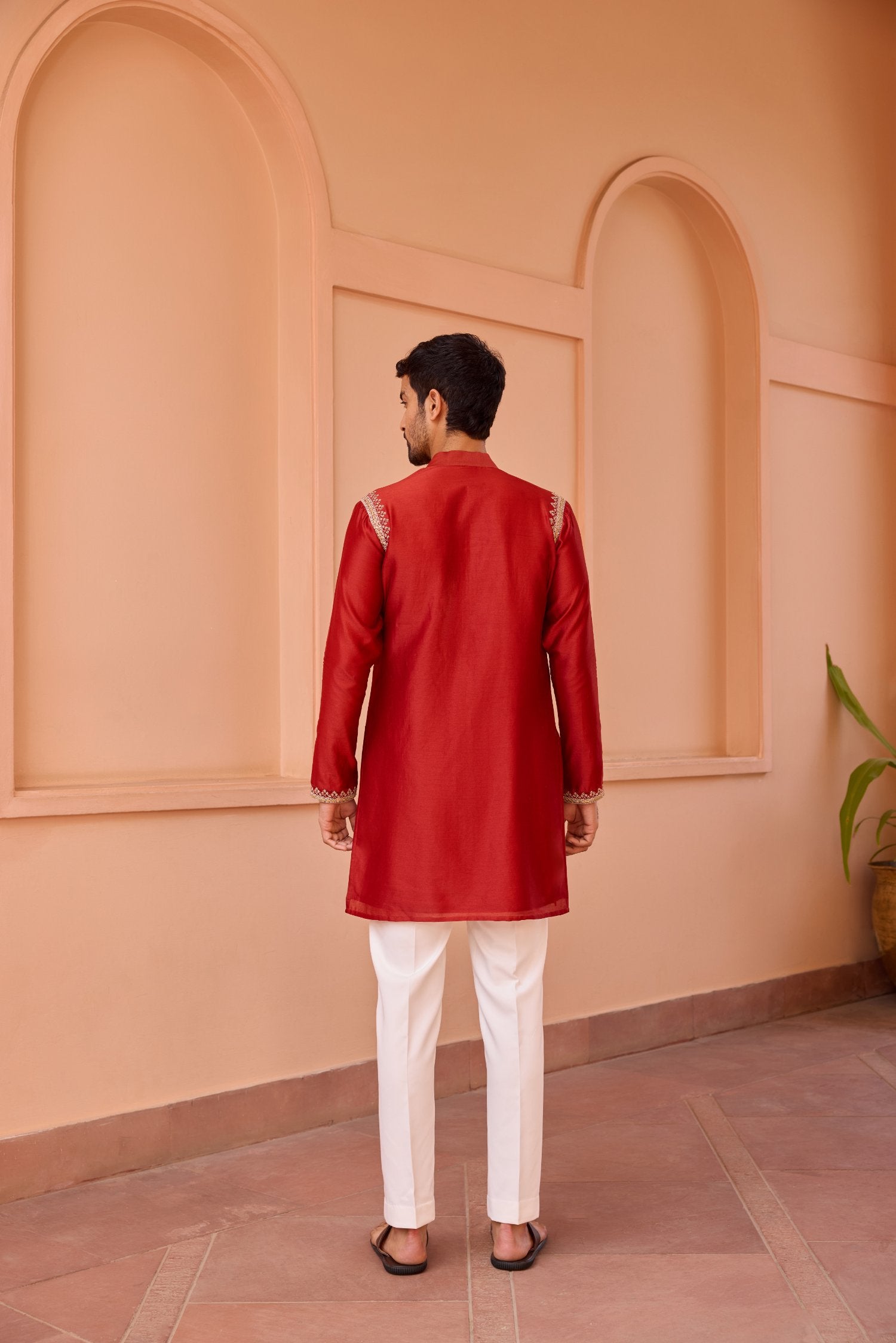 Red Dori And Hand Embroidered Silk Kurta Set