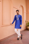 Load image into Gallery viewer, Blue Dori And Hand Embroidered Silk Kurta Set
