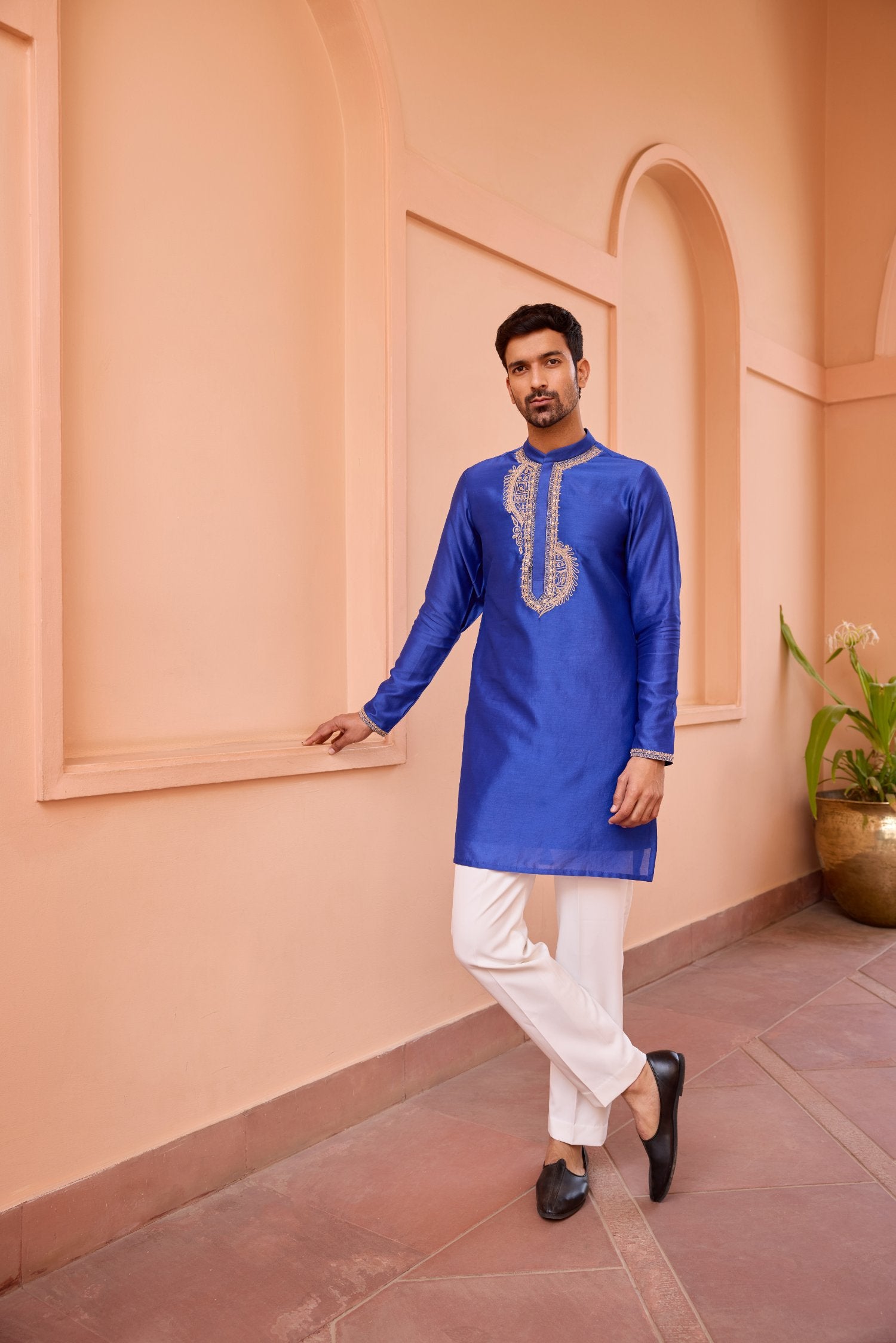 Blue Dori And Hand Embroidered Silk Kurta Set