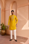 Load image into Gallery viewer, Yellow Dori And Hand Embroidered Silk Kurta Set
