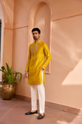 Load image into Gallery viewer, Yellow Dori And Hand Embroidered Silk Kurta Set
