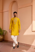 Load image into Gallery viewer, Yellow Dori And Hand Embroidered Silk Kurta
