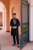 Load image into Gallery viewer, Black Dori And Hand Embroidered Silk Kurta Set
