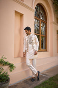 Load image into Gallery viewer, White Hand Embroidered Bundi Jacket Set
