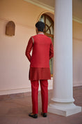 Load image into Gallery viewer, Red Hand Embroidered Bundi Jacket Set
