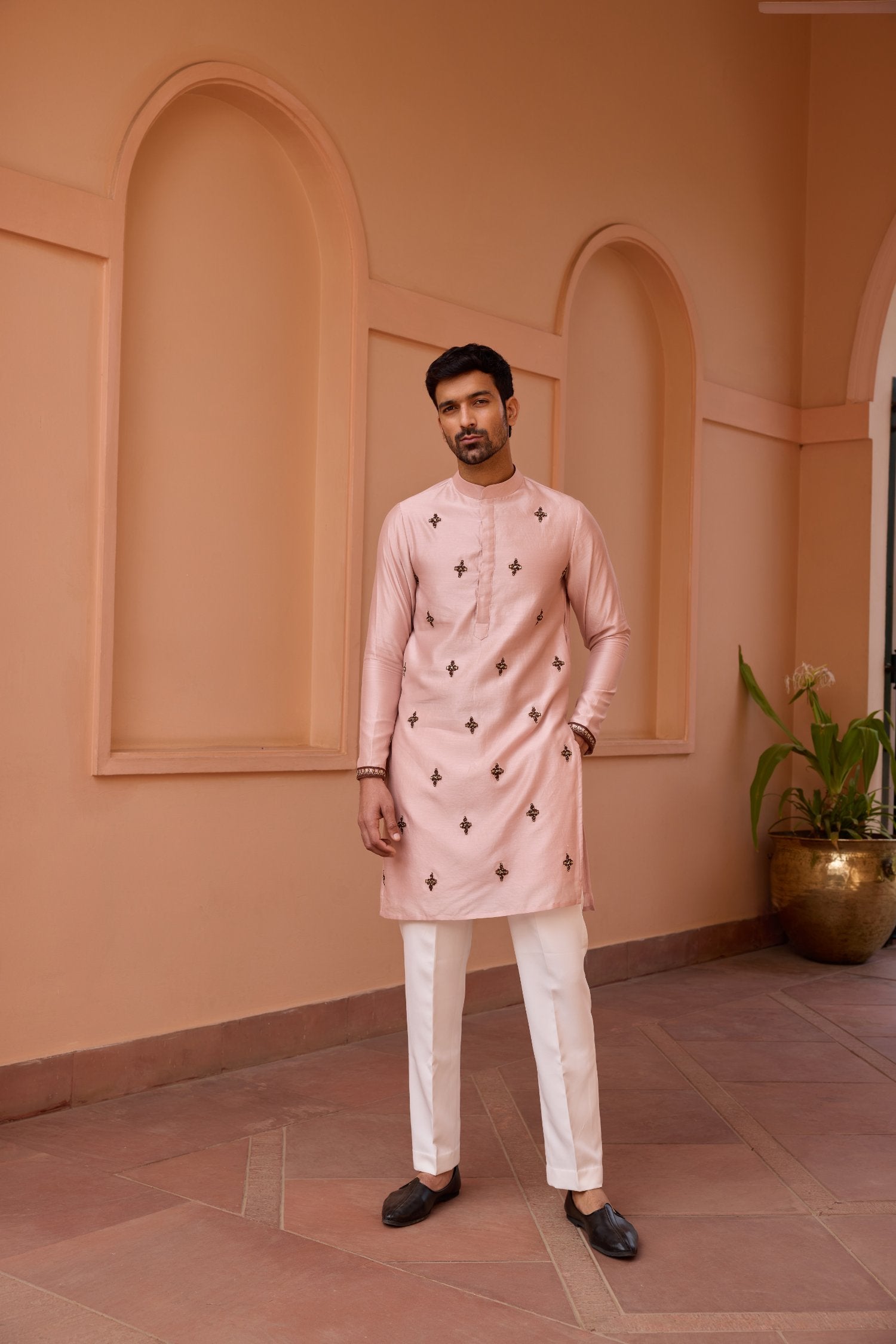 Dusty Pink Dori And Hand Embroidered Kurta