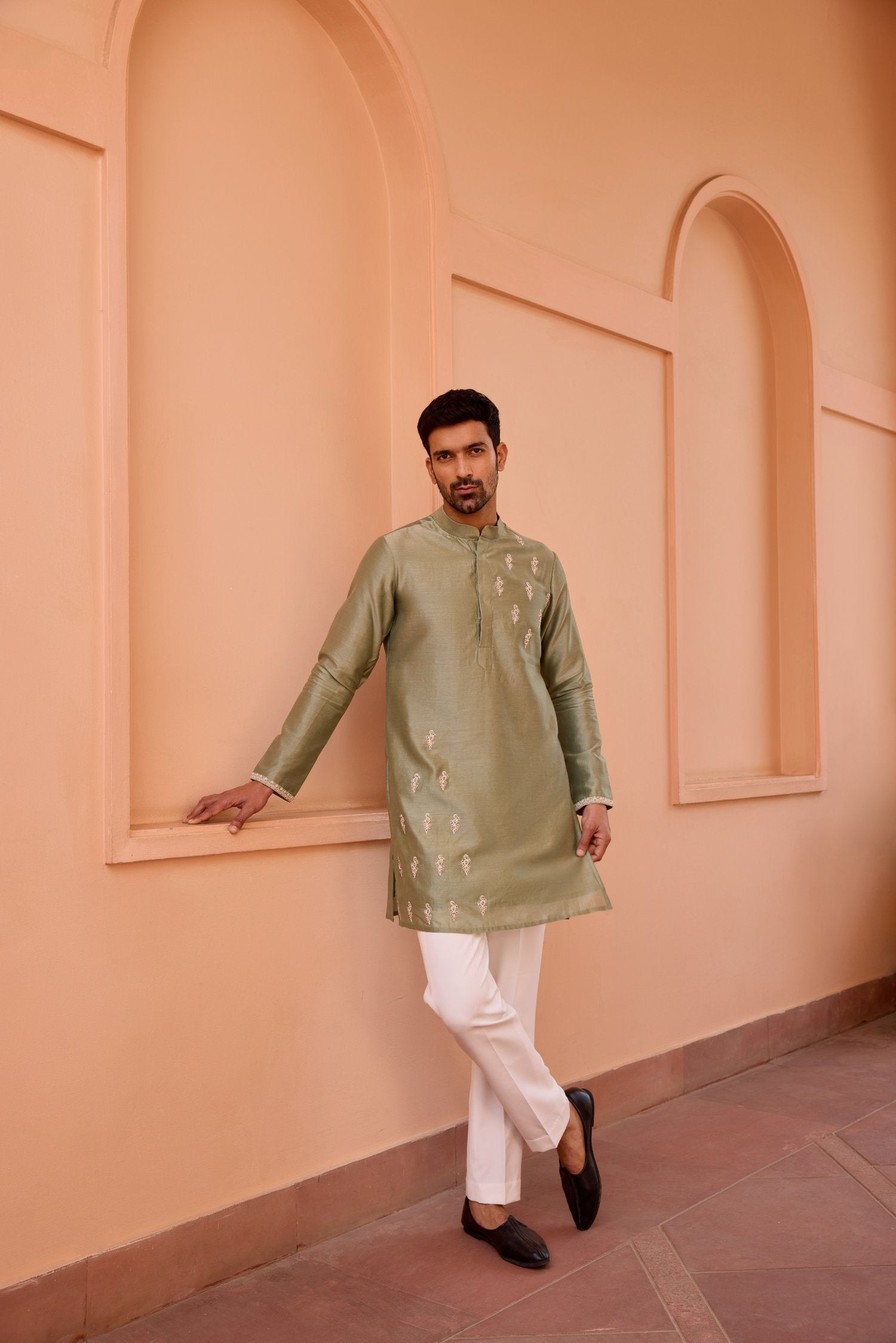 Sage Green Dori And Hand Embroidered Kurta Set