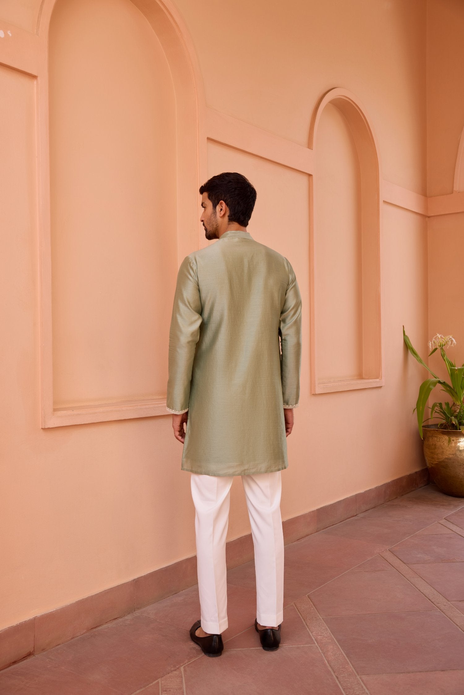 Sage Green Dori And Hand Embroidered Kurta Set