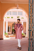 Load image into Gallery viewer, Cameo Pink Dori And Hand Embroidered Kurta Set
