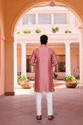 Load image into Gallery viewer, Cameo Pink Dori And Hand Embroidered Kurta Set
