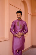 Load image into Gallery viewer, Plum Earthy Pink Dori And Hand Embroidered Silk Kurta
