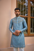 Load image into Gallery viewer, Grey Dori And Hand Embroidered Silk Kurta Set
