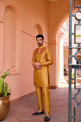 Load image into Gallery viewer, Gold Mustard Dori And Hand Embroidered Silk Kurta Set
