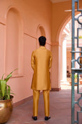 Load image into Gallery viewer, Gold Mustard Dori And Hand Embroidered Silk Kurta Set
