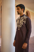 Load image into Gallery viewer, Brown Dori And Hand Embroidered Silk Kurta Set
