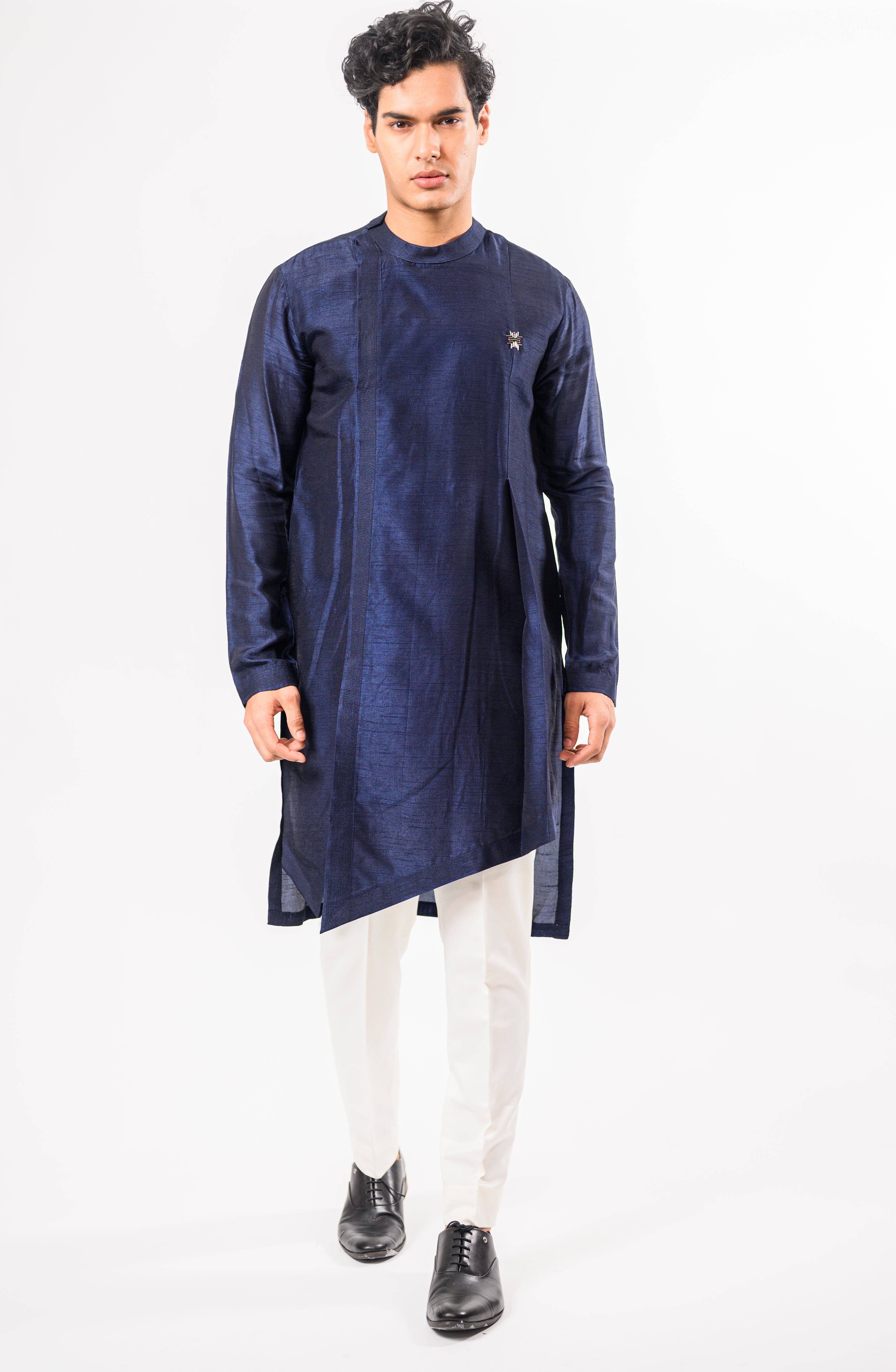 Navy Blue Phulkari Work Kurta Set