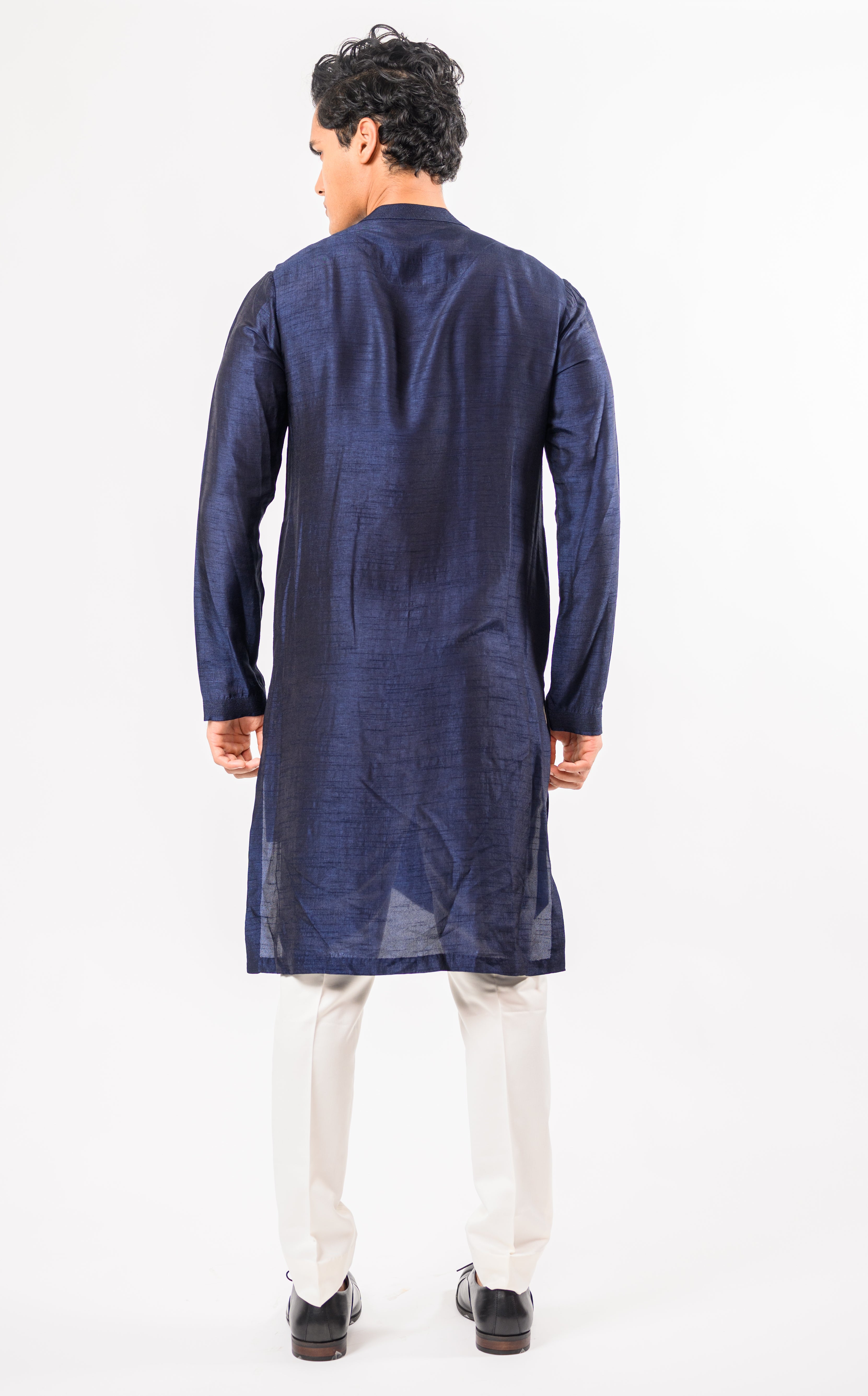 Navy Blue Phulkari Work Kurta Set