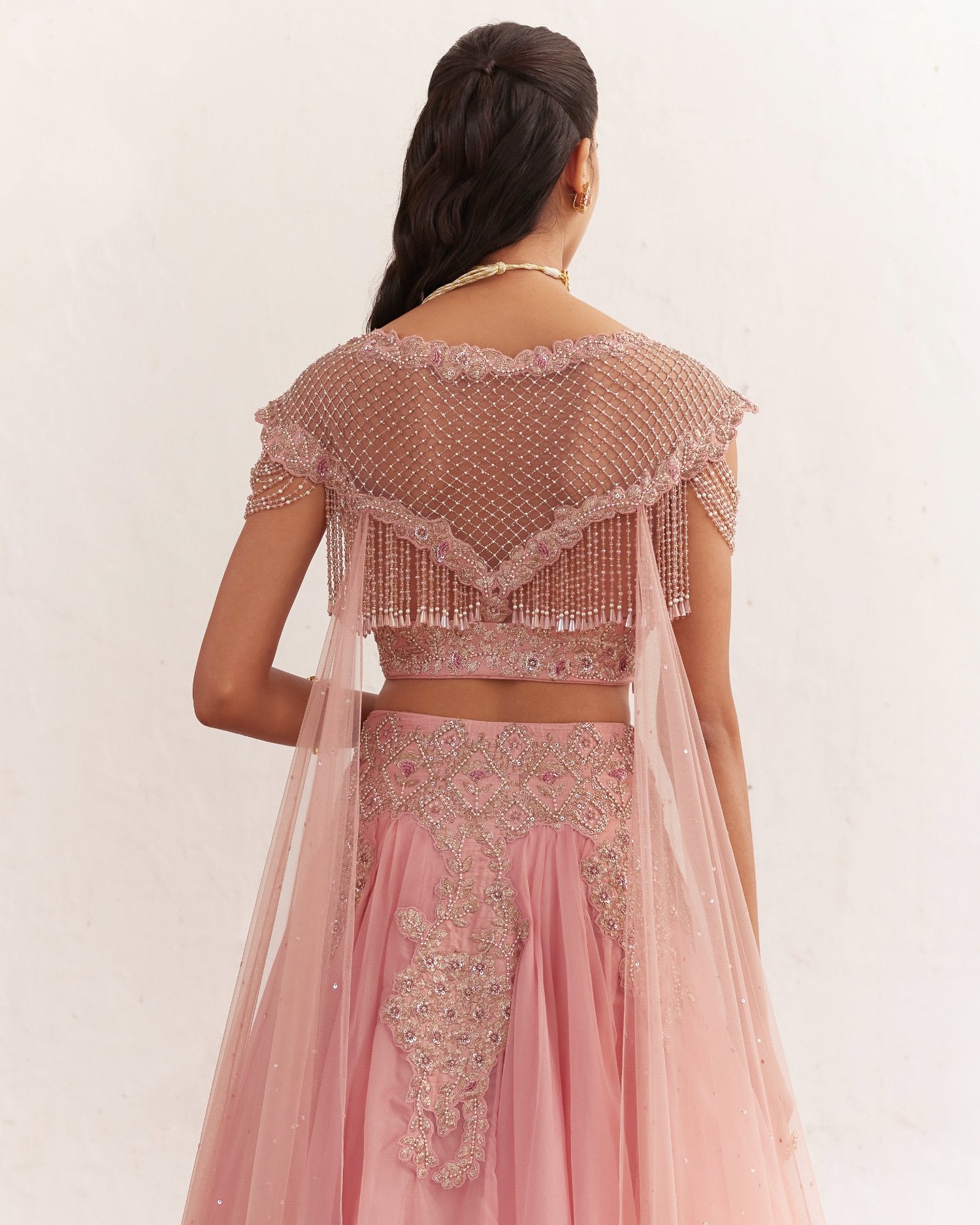 Rose Pink Lehenga With Tassels