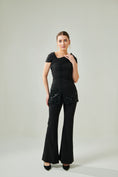 Load image into Gallery viewer, Black Off Shoulder Drape Co-Ord Set
