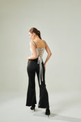 Load image into Gallery viewer, Silver Corset And Hand Embroidered Pants Set With Faux Pocket Detail
