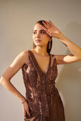 Load image into Gallery viewer, Earthy Brown Jacket And Skirt Set
