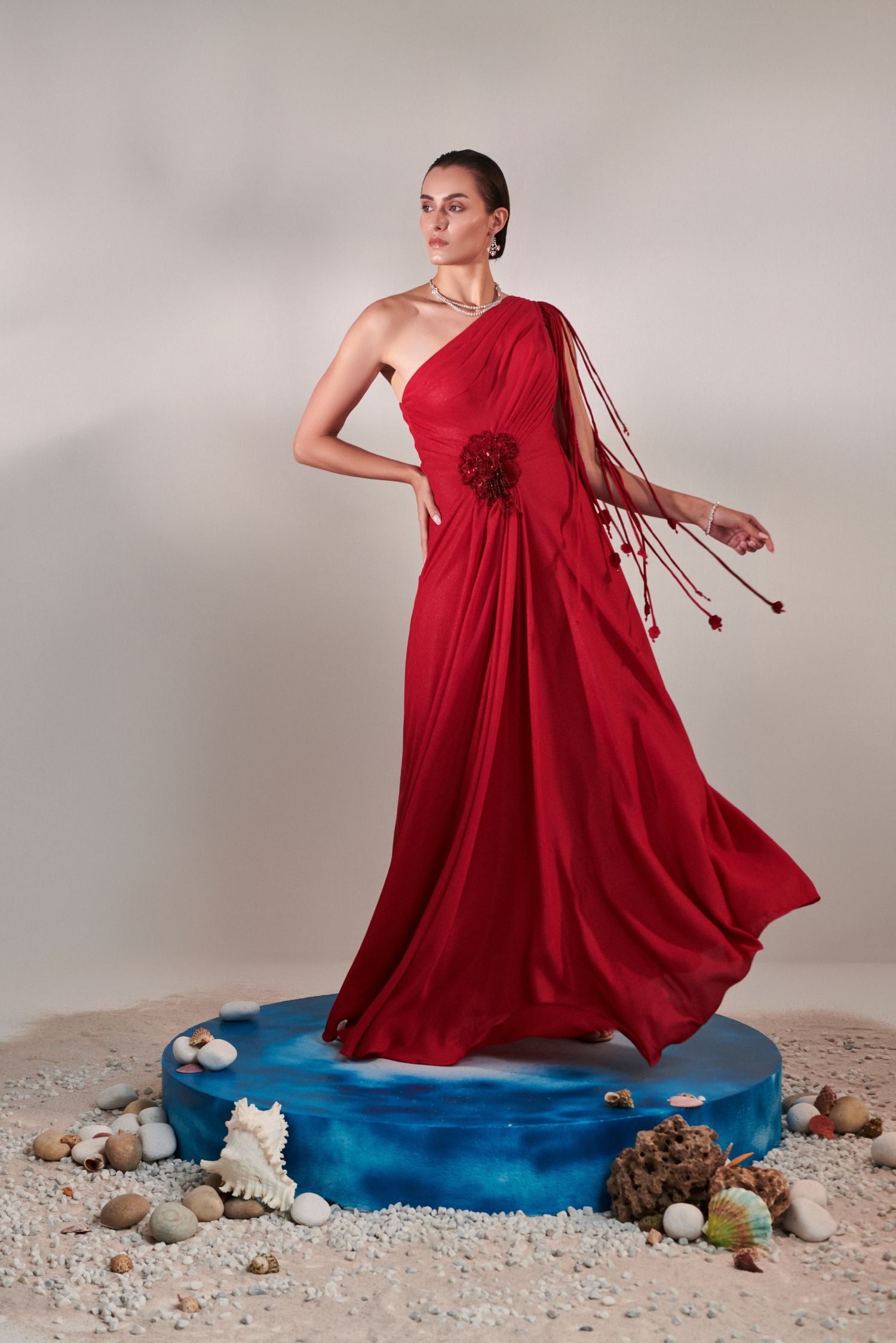 Draped Scarlet Gown