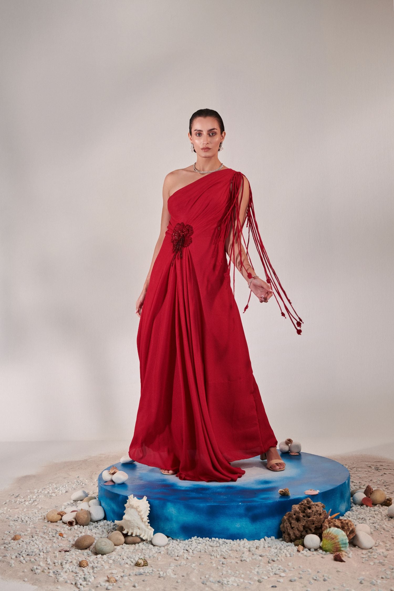 Draped Scarlet Gown