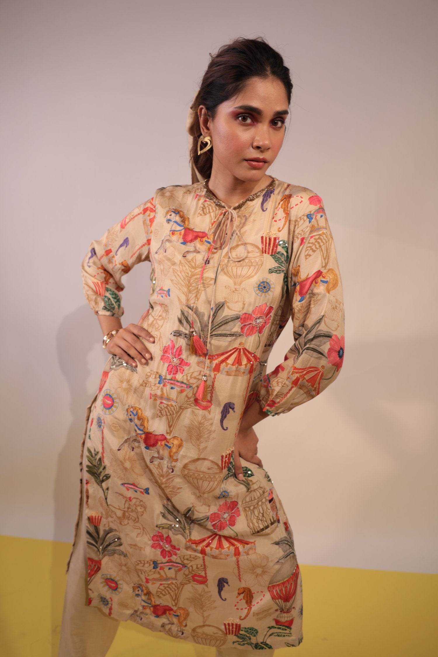 Beige Carnival Kurti